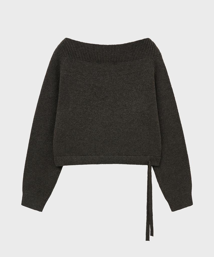 NOIRER FOR WOMAN Two-Way Off-Shoulder V-Neck Knit (Brown)