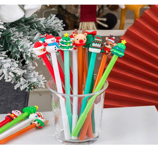 10/20Pcs Christmas Gel Ink Pens Deer Snowman Santa Claus Design Kids Gel Pens School Supplies Christmas Party Favors