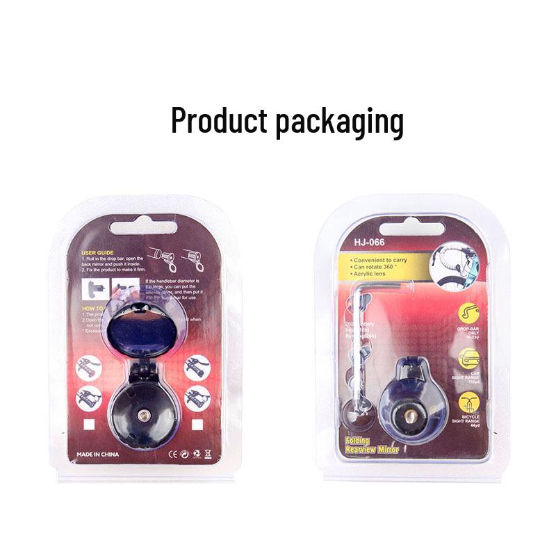 Bicycle Handlebar Rearview Mirror with Reflective Light - Folding Safety Mirror for Road Bikes