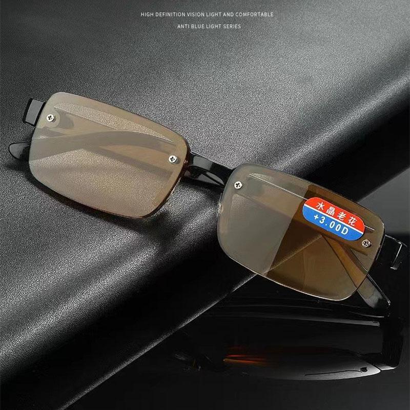 High-Quality Half-Frame Reading Glasses For Mens Natural Original Stone Presbyopia Glasses Men Hyperopia Eyeglasses +1.0 To +4.0