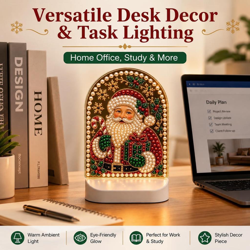 USB plug-in DIY Christmas pearl diamond painting night light snowman