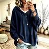 Women's Oversized Knit Hoodie Drawstring Long Sleeve Drop Shoulder Loose Fit Casual Pullover Sweater Top