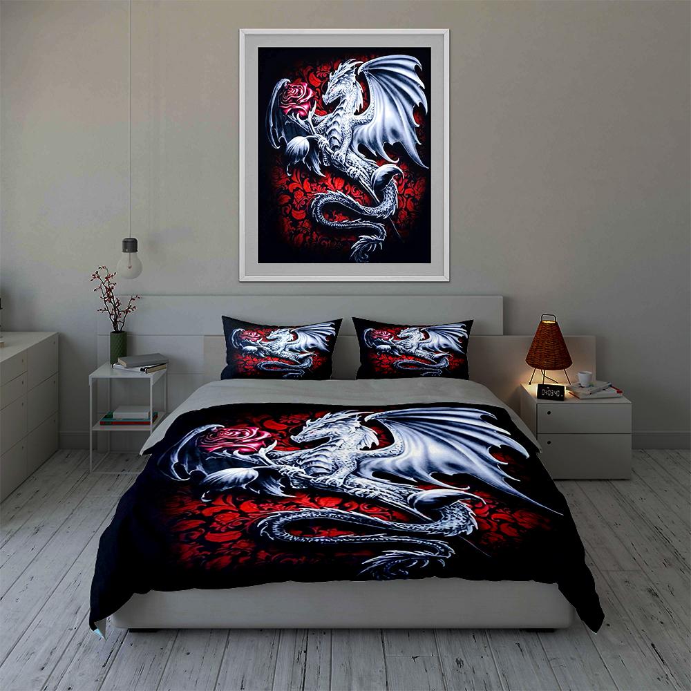 Silver Dragon Design Bedding Duvet Cover Sets Duvet Covers Pillowcases Gifts (1 * Duvet Cover 2 * Pillowcases, Without Duvet Insert)