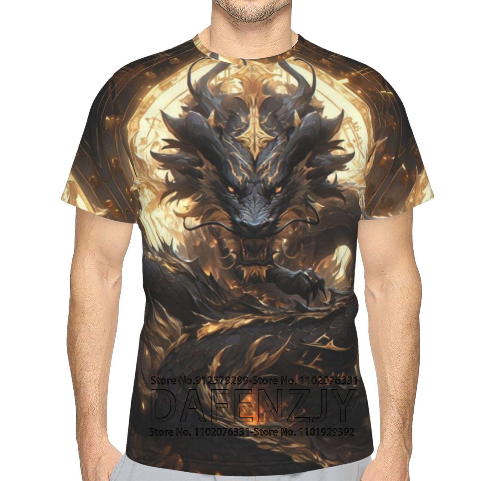 

Мужская футболка с 3D-принтом и тотемом дракона, повседневная, с короткими рукавами, минималистичная, летняя, с круглым вырезом, большого размера 6XL