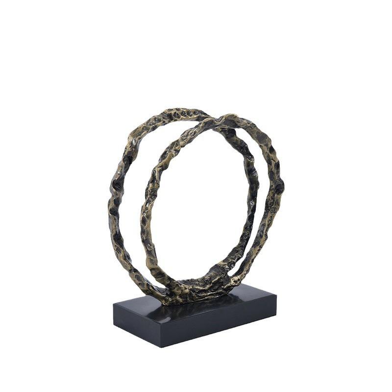 Modern Minimalist Geometric Double Ring Metal Sculpture Decor Living Room TV Cabinet Bookshelf Desktop Sample