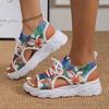 New Mesh Fly-woven Color Front Lace-up Fish Mouth Hollow Platform Sandals Casual Sandals