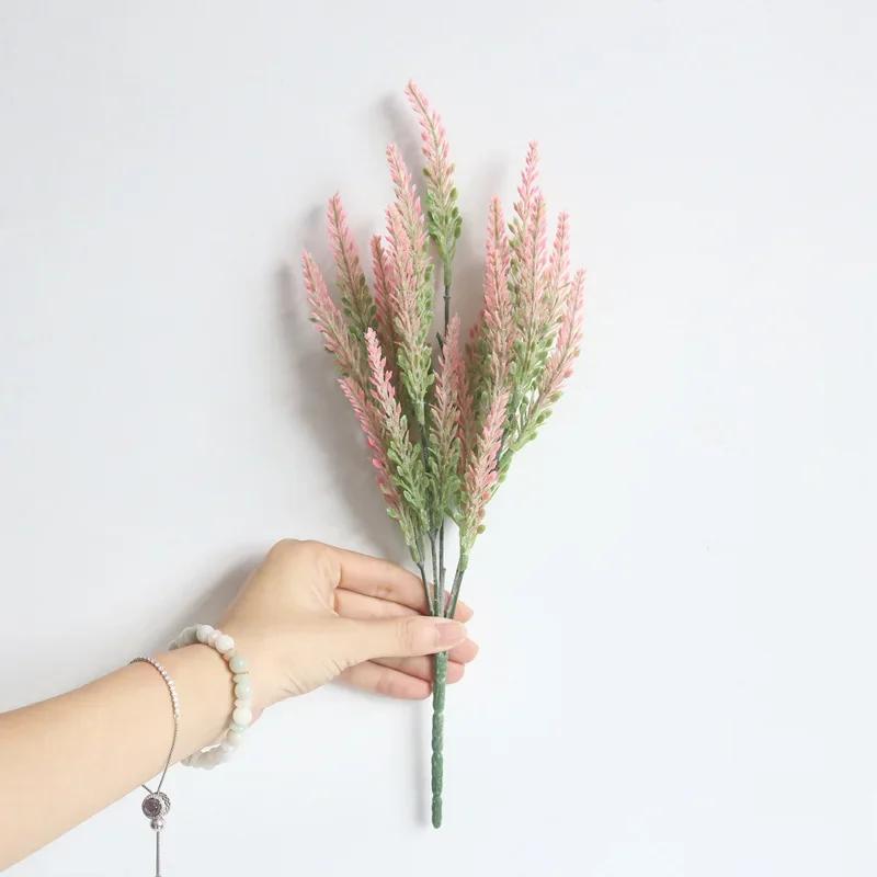 Artificial Wheat Ears 1PC Fork Plant Flowers Simulate Lavender Garden Wedding DIY Flower Plants Potting Plastic Bouquets A Bunch