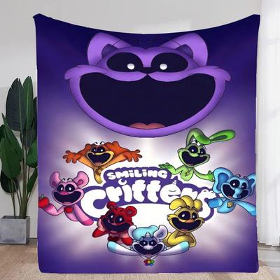 Lebendiges Lächeln-Kreaturen Decke - Bunte Cartoon-Plüschdecke mit fröhlichen Charakteren und verspielten Designs - Perf