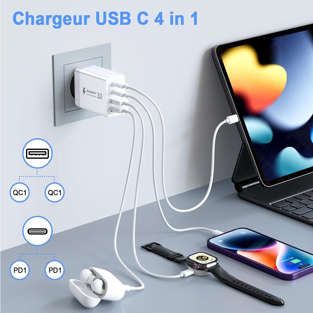 40W USB C Charger Fast Charging USB Type C Wall Charger Adapter PD QC3.0 Quick Charge for IPhone Samsung S23 S21 Laptop Tablet