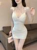 Spicy Mesh Low-Cut Sexy Dress with Hip-Hugging Short Skirt
