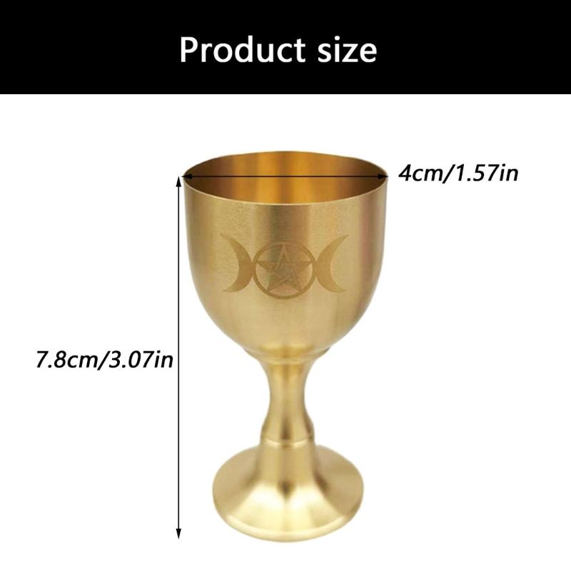 Handcrafted Brasses Goblet With Moon And Star Pattern Pentagrams Chalice Perfect For Ceremonies And Display