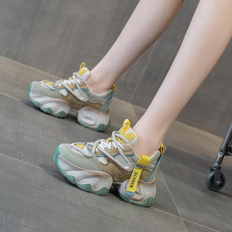 Platform dad shoes women's inner height increase burst board casual versatile fashion style lace-up student shoes
