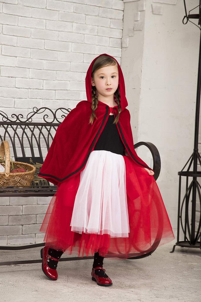 Clearstone Romantic Red Hood Cosplay Halloween Costume for 140cm Red Kids, Girls,