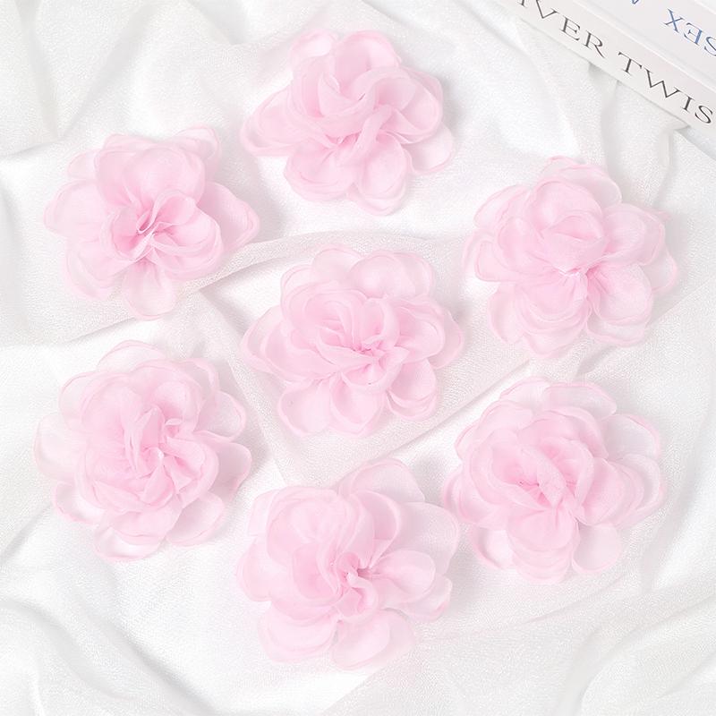 5/10Pcs 5.5cm Vintage Fabric Camellia Rose Chiffon Artificial Flowers for Women Wedding Party  Dress Decoration Craft Jewelry
