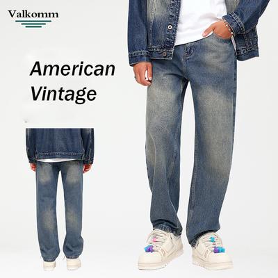Herbst Neue Herrenbekleidung Amerikanischer Retro High Street Gerade Bein Denimhose Herren Ins Gewaschen Vielseitig Weitbeinjeans