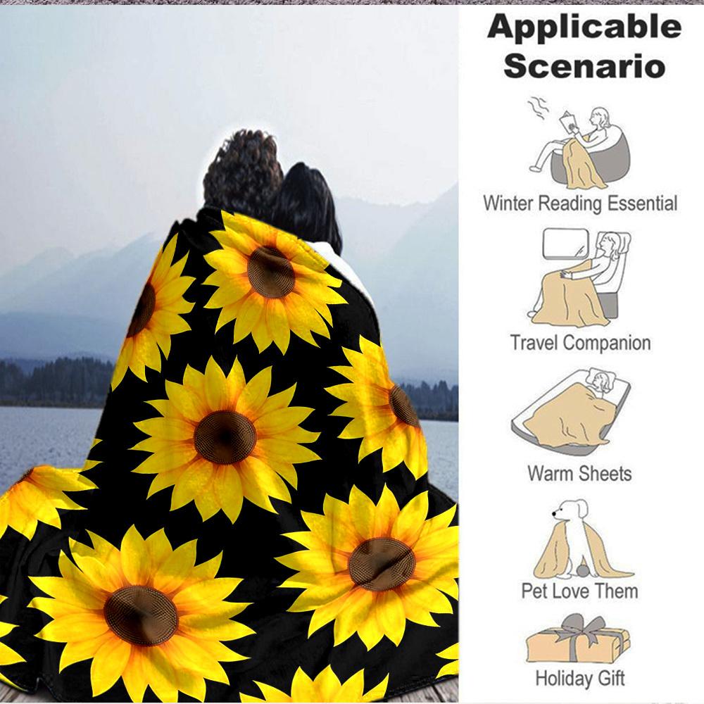 1pc Sunflower Pattern Blanket Warm, Cozy, And Soft, Suitable for Sofas, Beds, Cars, And Office Use.Perfect for Camping And Travel, Making It a Great G