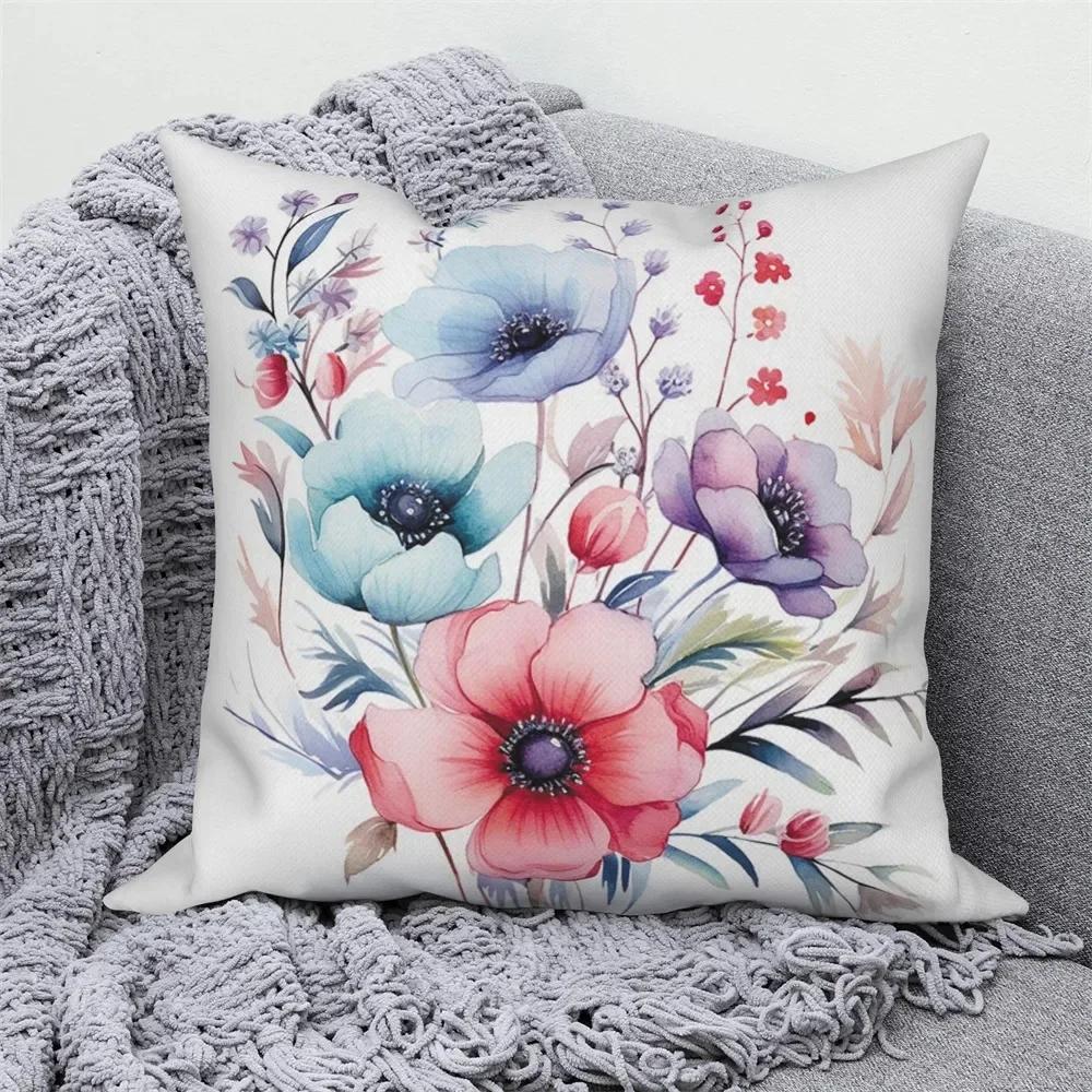 

Чехол на подушку для дивана, прикроватный, с узором цветущего персика, домашнее украшение, розовый цветочный принт 66x66cm