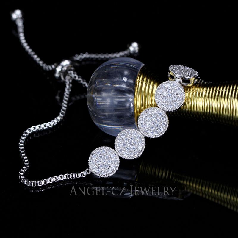 

WWJ Стильный браслет с подвеской из циркона, регулируемые браслеты-цепочки для женщин белый