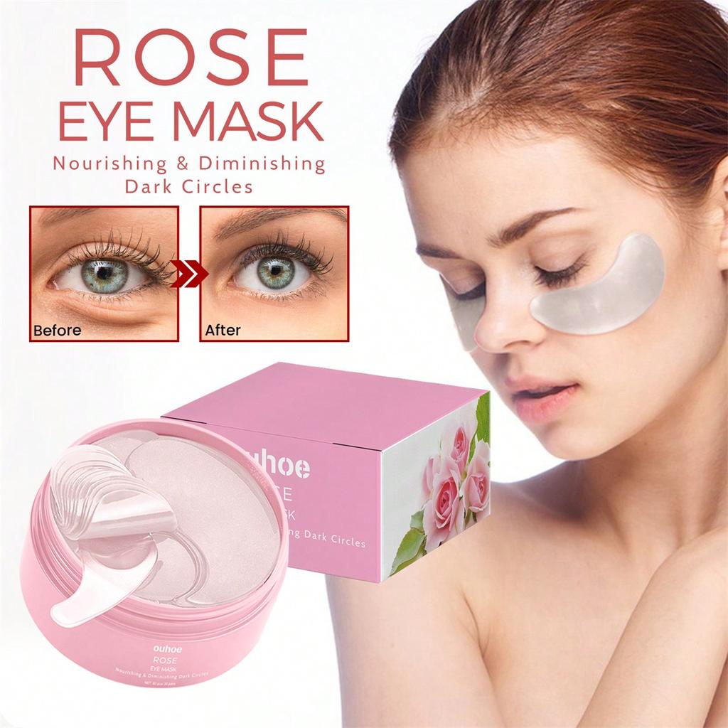 60pcs Rose Eye Mask Moisturizes Skin Tightens Reduces Eye Corner Fine Lines
