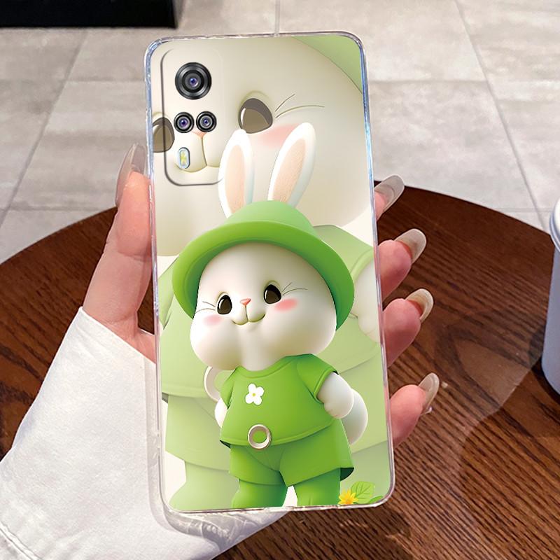 For Vivo Y31 2021 Y51 2020 Y53S Case V2036 V2030 Love Heart Rabbit Slim Clear Soft Silicone Back Cover For Vivo Y 31 Y 51 Casing