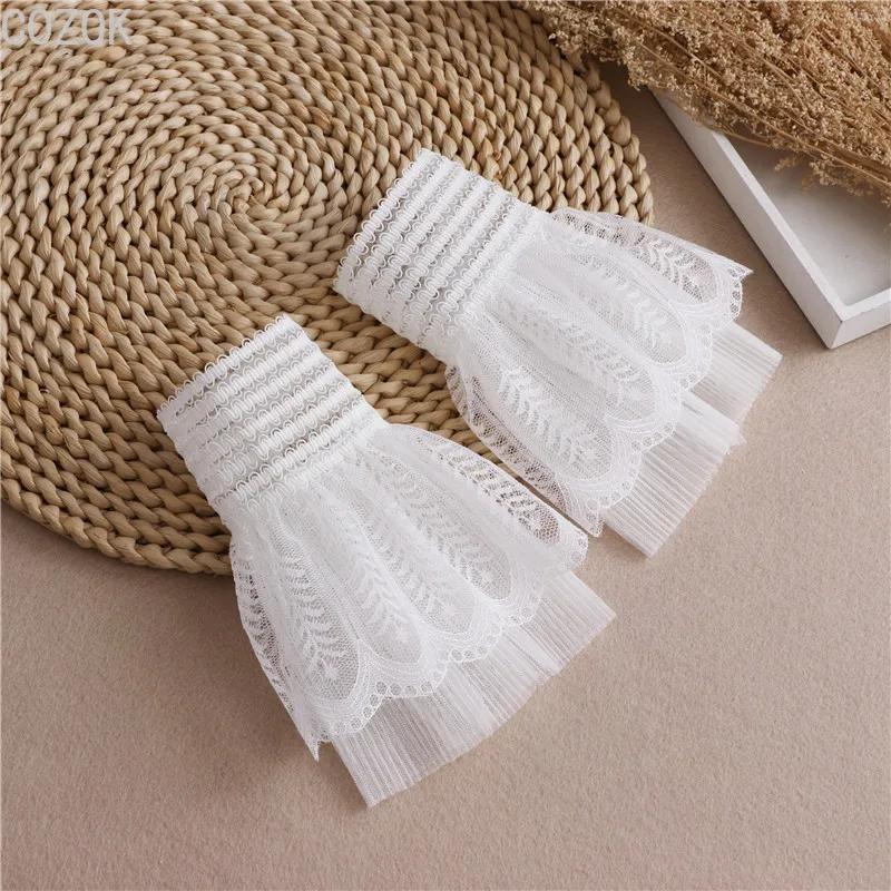 Cross-border Pleated Mesh Lace Sleeves Women's Decorative Cuffs Replacement Fake Sleeves