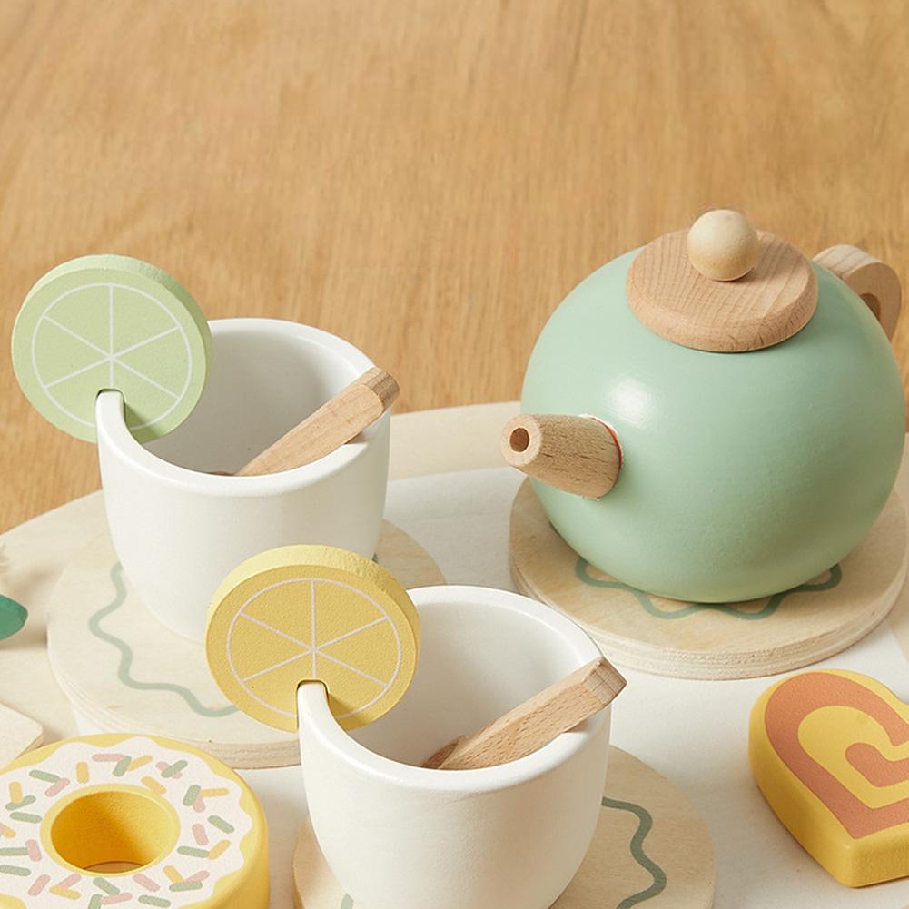 Wooden Tea Party Set Afternoon Tea Toys Play Food Pretend Play Kitchen Accessories Early Educational Toys Gifts For Kids
