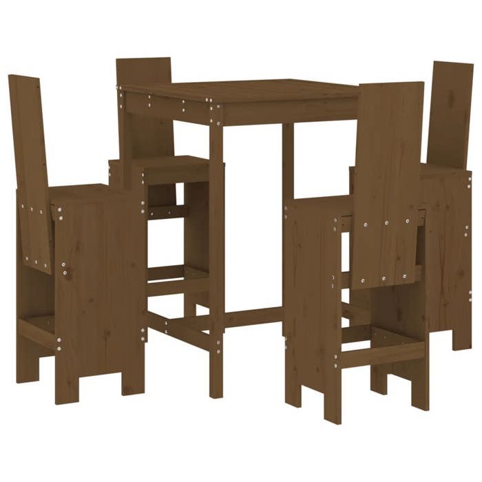 VidaXL Ensemble de bar de jardin 5 pcs marron miel bois de pin massif, ensemble de pub, ensemble de bar de patio, ensemble 3157772