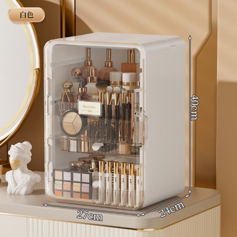 Desktop Cosmetics Storage Box Premium Large Capacity Cotton Foldable Dust Dresser Skin Care Product Shelf