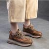 Johnature Thick Soled Mixed Colors Retro Genuine Leather Splicing Breathable Mesh Casual Sports Women's Shoes