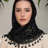 Embroidery Tassels Lace Head Scarf Breathable Headwrap Vintage Bridal Veils  Catholic Chapel