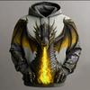 Bluza z kapturem Dragon 3D Print Sweter Moda Fajny Codzienny Długi rękaw Okrągły dekolt Impreza Streetwear Jesień Zima Dres Kurtka