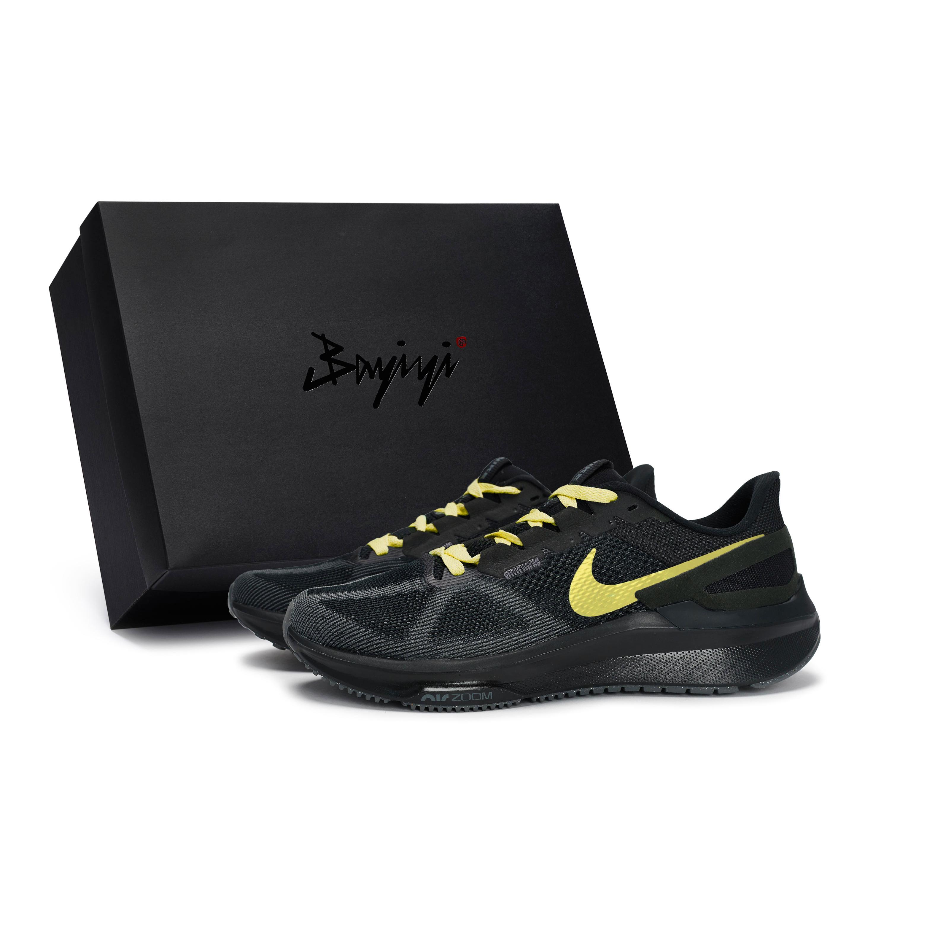 

Nike Zoom Structure 25 Slip Resistant Abrasion Resistant Low top Running Shoes Men s Black Yellow DJ7883-006(Team80-S-BOX) 44