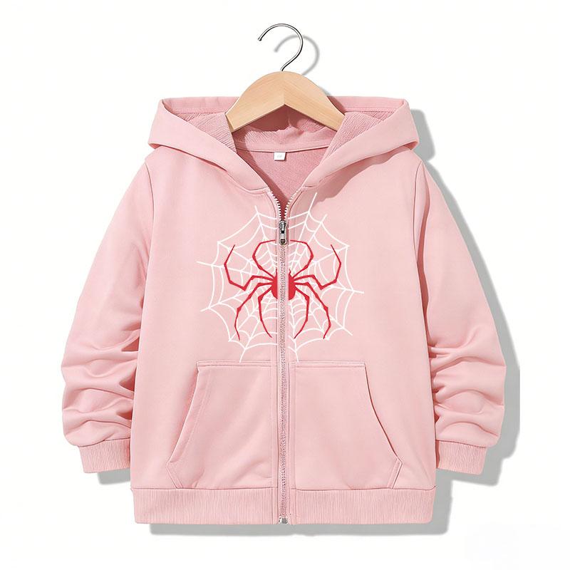 Streetwear Zipper Hoodie Casual Spider Letter Hoodies Jackets Boys Girls Y2k Zip Up Sweatshirt Spring Autumn Hoodies