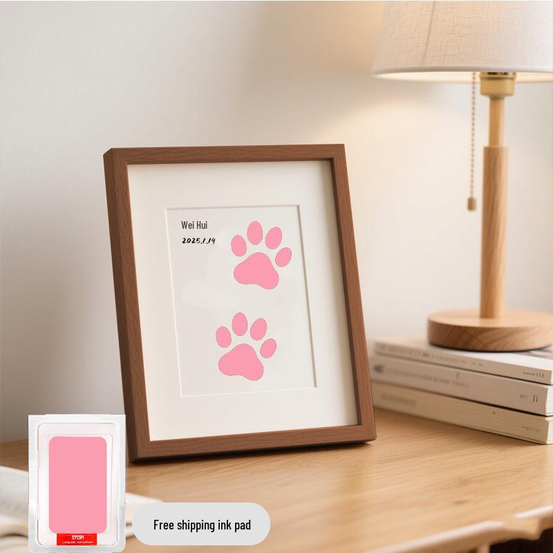 Pet Paw Print Memorial Frame with Wash-Free Ink Pad for Cats and Dogs
