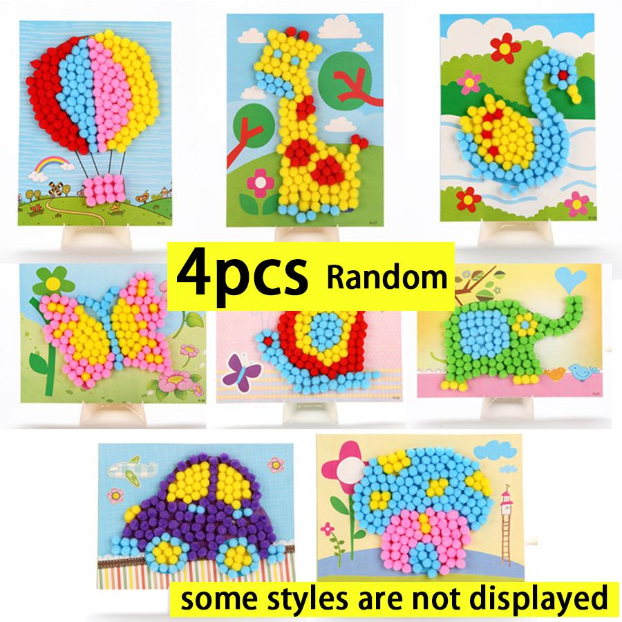 2/4pcs Plush Ball Paintings Felt DIY Handicraft Art Entertainment Supplies for Party Game Home Decor Creative Birthday Gift XJM