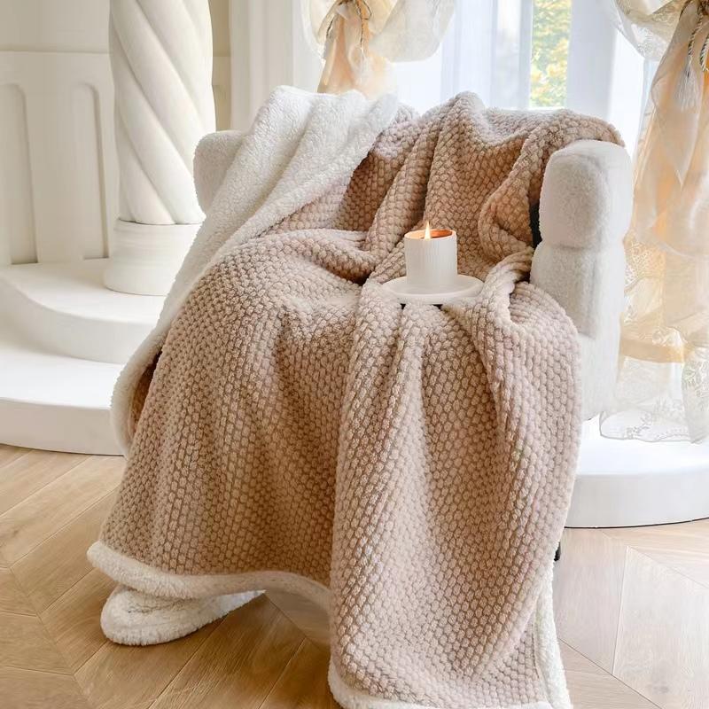 Niebieski w kropki Ciepły Gruby Koc Rzutowy Sypialnia Salon Jednokolorowy Wielofunkcyjny Koc Podróżny Kempingowe Kocyki do Spania