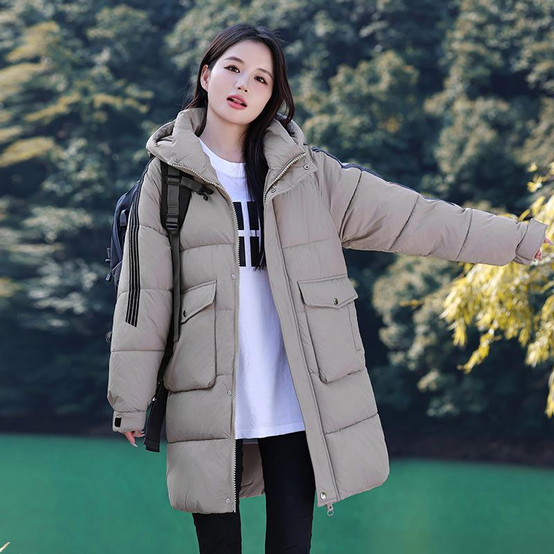 

Чоловіки і жінки одного фасону, пара носять пуховий одяг, зимову середню і довгу вільну куртку з капюшоном XL сірий колір