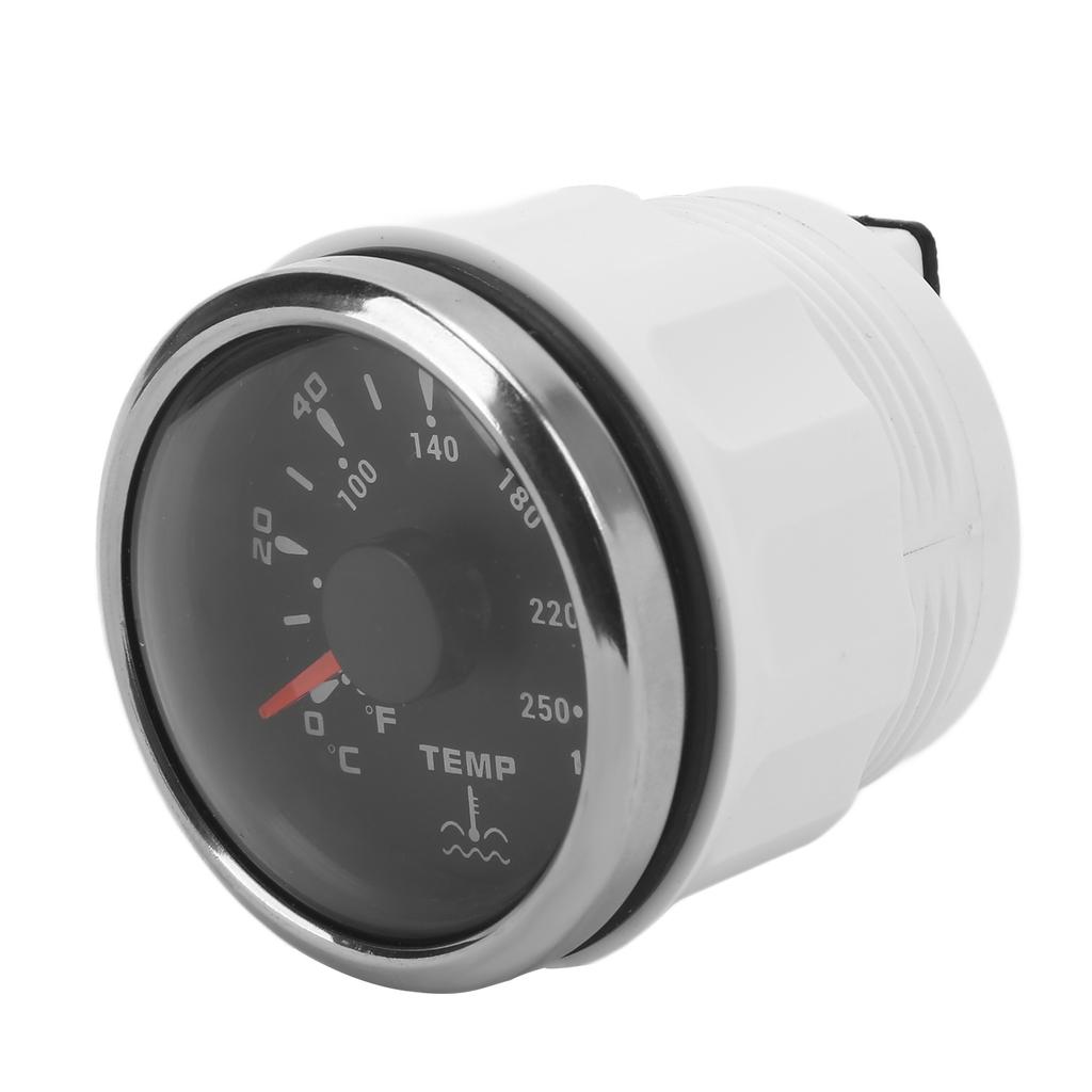 52mm Water Temperature Gauge 7 Colors Backlight IP67 Waterproof 1600‑22 Ohm  Pointer Indication Meter for Boats RVsBlack