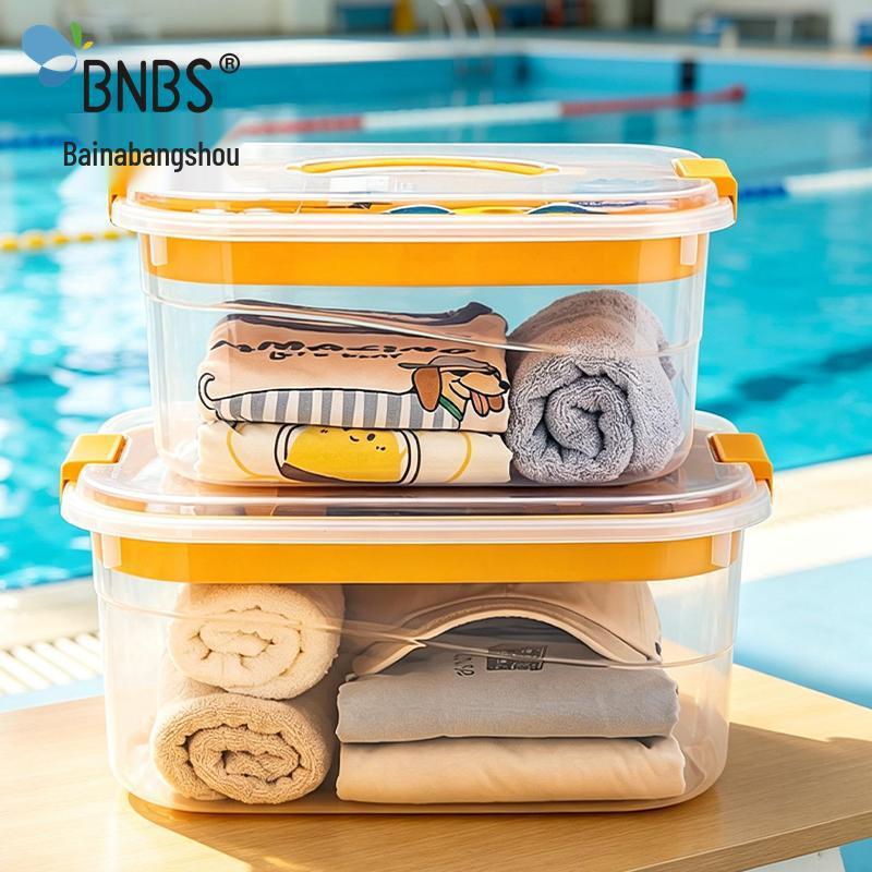 BNBS Portable Waterproof Beach Storage Box: Clear, Handheld Organizer for Outdoor Swimming Supplies