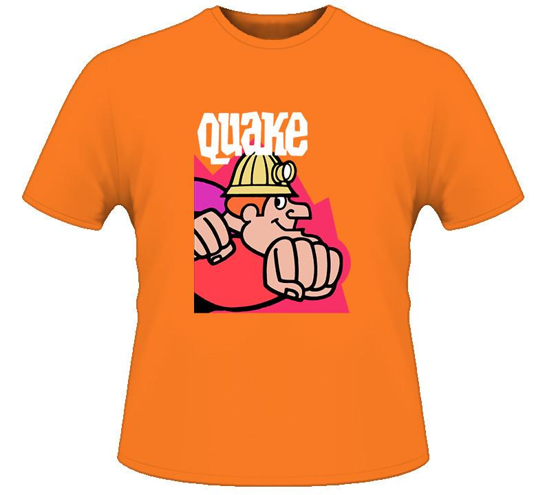 Quake Cereal Box Retro Funny Joke Power Orange T Shirt M
