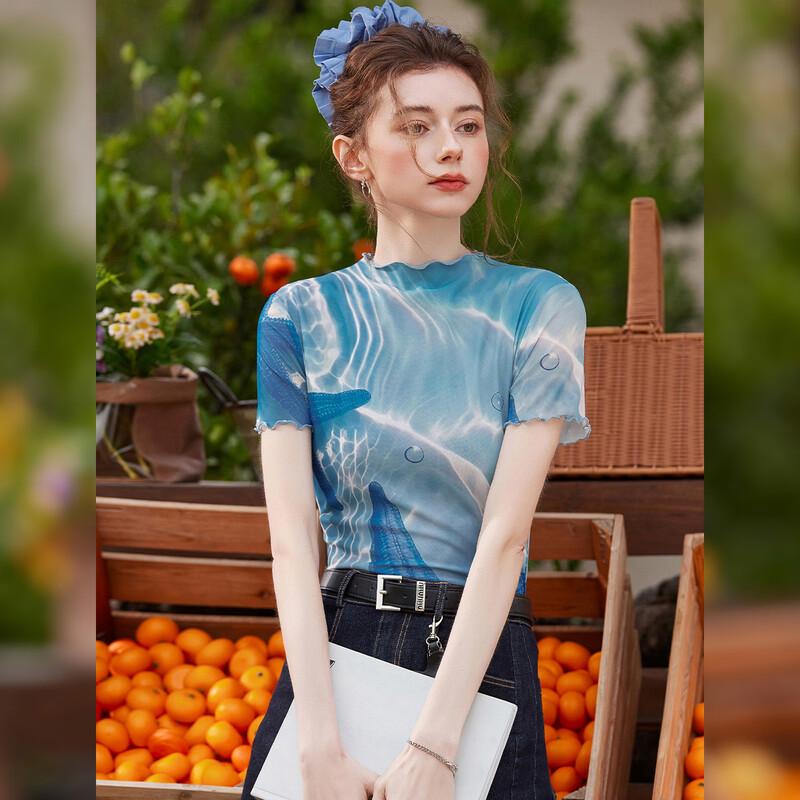 Bailuyu Women's Printed Knit Short Sleeve T-Shirt