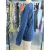 Men's American Retro Henley Collar Long Sleeve T-Shirt Contrast Color Topstitch Slim Fit Casual Bottoming Shirt