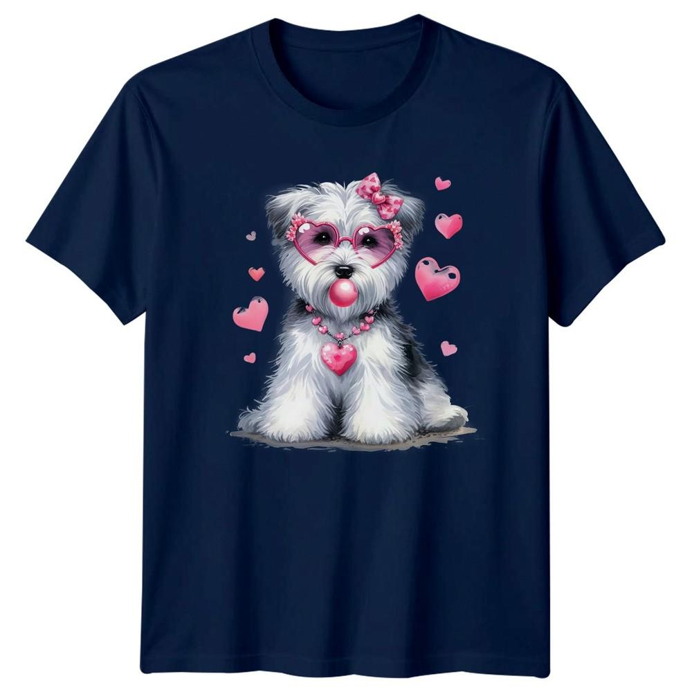 Valentines Day Dog Puppy Heart Sunglasses Unisexs TShirt Unisexs Graphic Tee