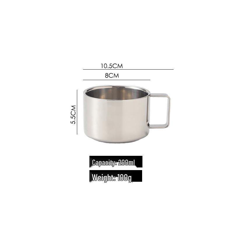 304 Stainless Steel Coffee Set: Double-Wall Insulated European-Style Cup, Saucer, Spoon, Anti-Scald, Custom Logo Option