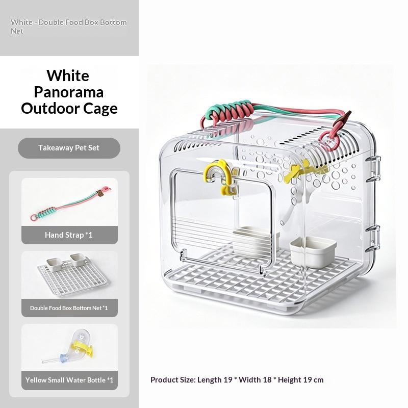 Lightweight Portable Bird Travel Cage Transparent Easy Clean Parrot Carrier for Parakeet Vet Transportation