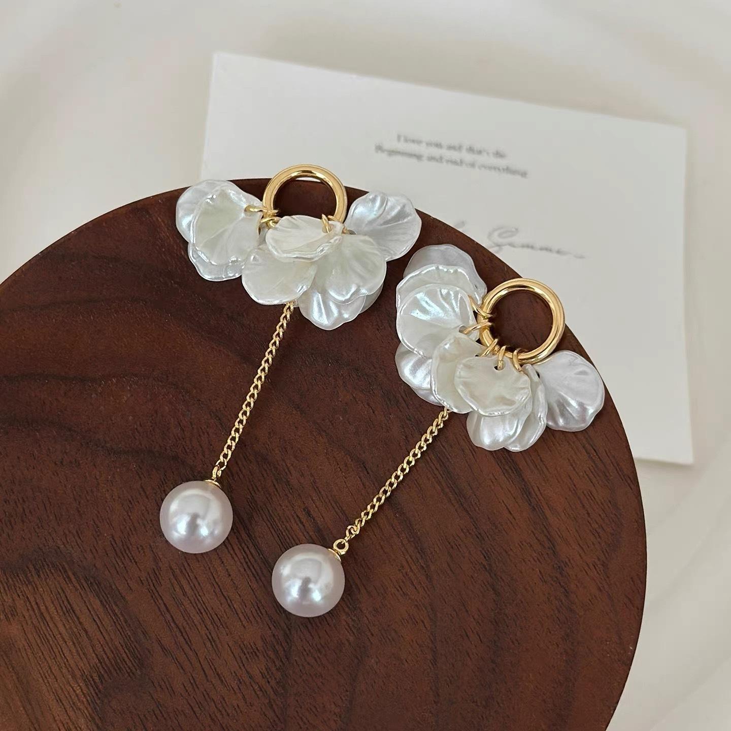 Супер фея цветок бахрома жемчужные серьги женственность серьги-пусеты уникальные серьги