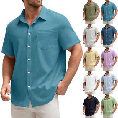 Lässiges, einfarbiges, kurzärmliges, einreihiges Revershemd für Herren