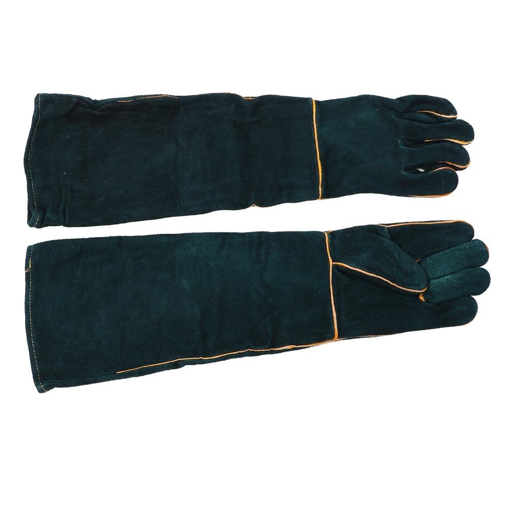 60Cm Length Pet Bite Tough Glove Extended Cuff Tear Proof Anti Scratch Glove Thick Cowhide Sturdy Texture Long Safety Glove