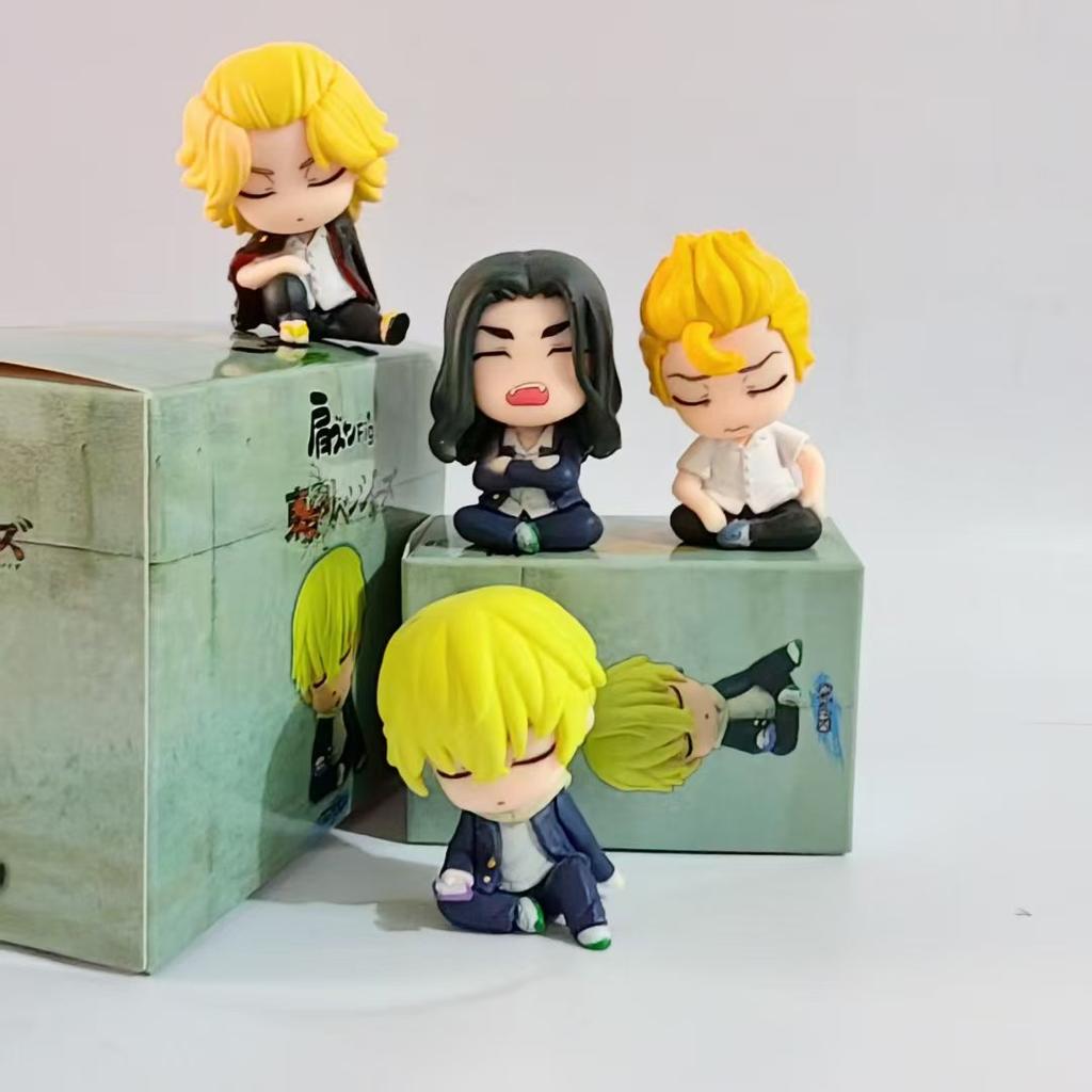 4pcs/set Tokyo Revengers Cute Sleeping PVC Action Figure Toys