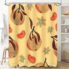 Brightly Colored Orange Floral Shower Curtain For Bathroom Decor Modern Pattern With Red Accents In Yellow Background (Sizew72 X